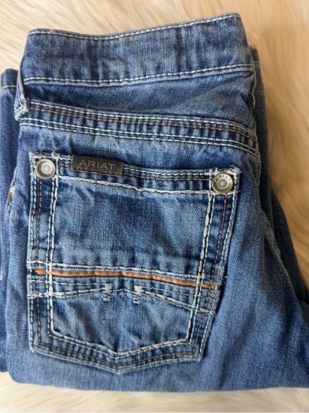 Ariat Boys B4 Relaxed Boot Cut Jeans Size 12. Adjustable Waist Western Wear - Picture 2 of 6